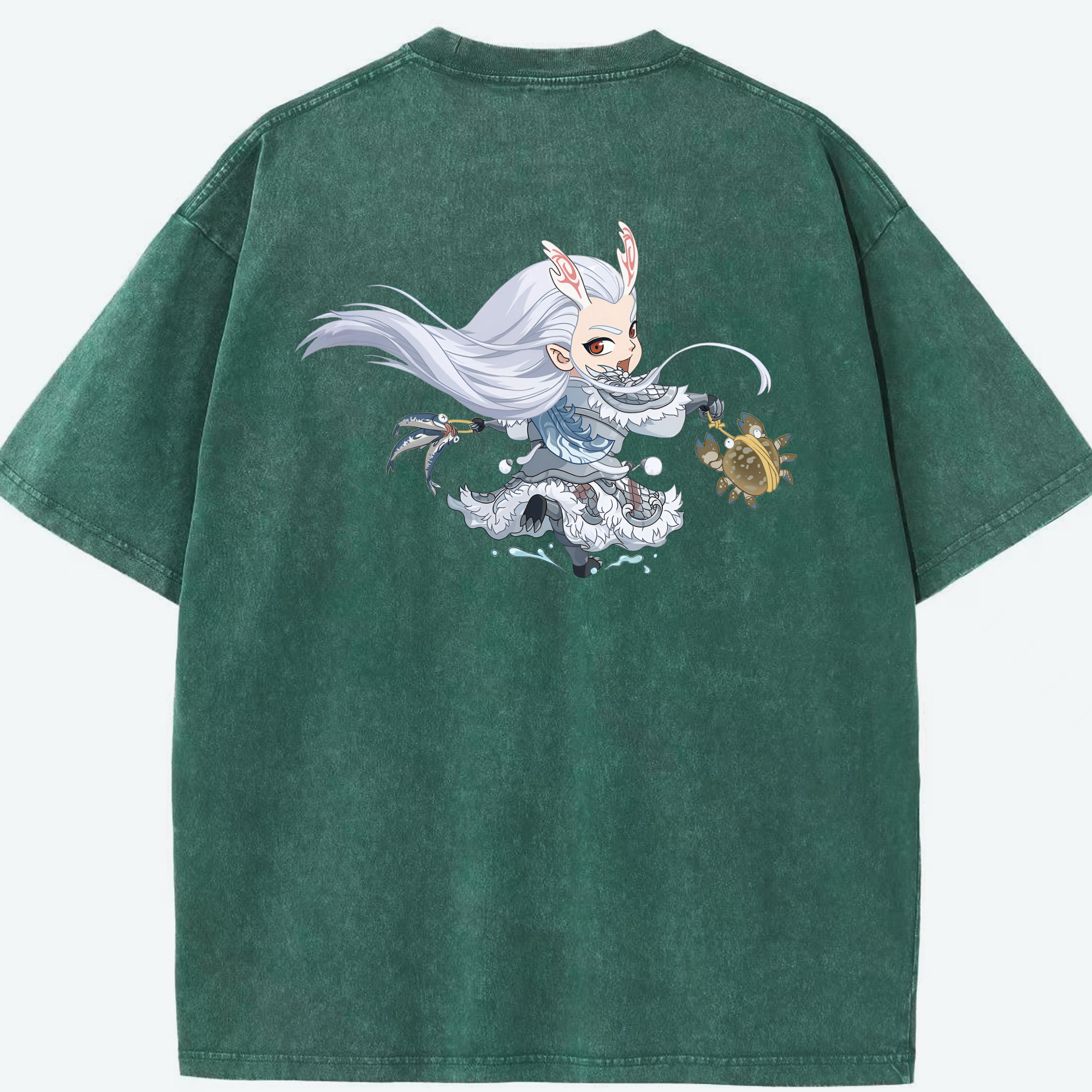 （画像用） Ne Zha 2 ナタ 魔童の大暴れ 綿100% ヴィンテージ風 半袖Tシャツ（背面プリント）